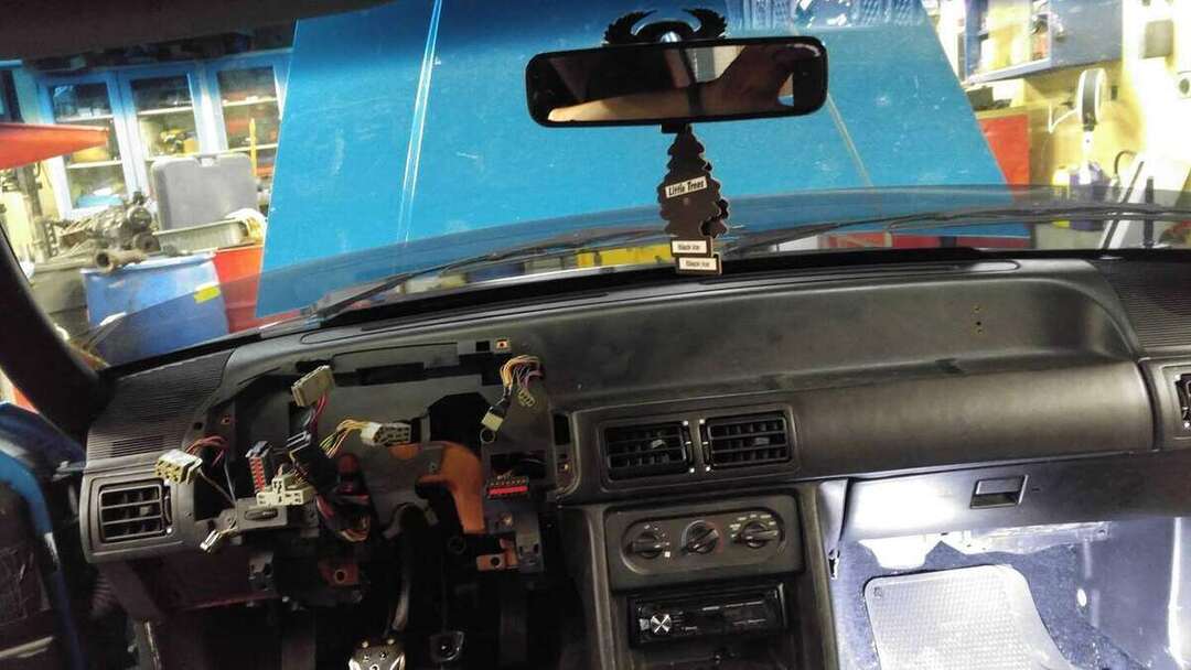Fox-body Mustang instrument panel during reassembly