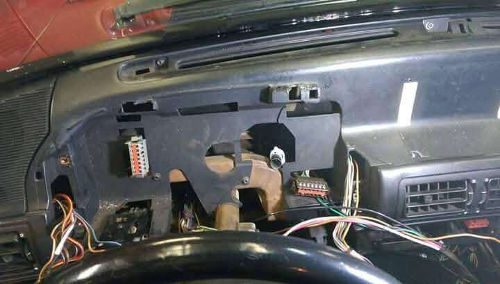 Mustang dashboard prepared for gauge-panel installation