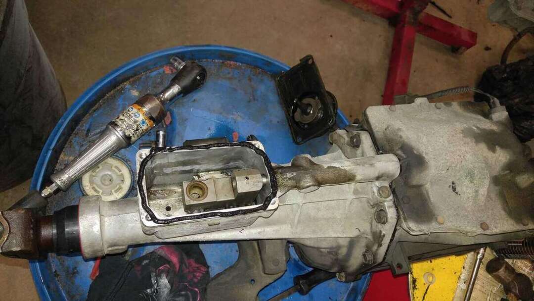 Removed Mustang transmission prepared for bench service