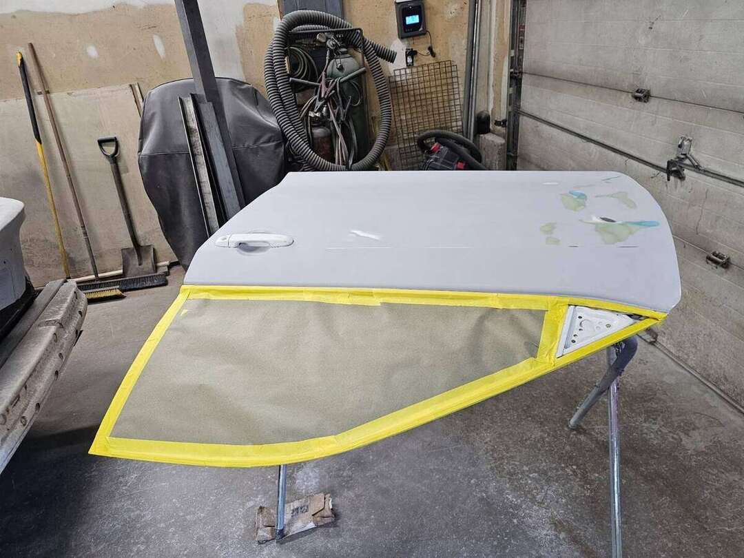 Bodywork and primer preparation on a replacement Toyota Camry door