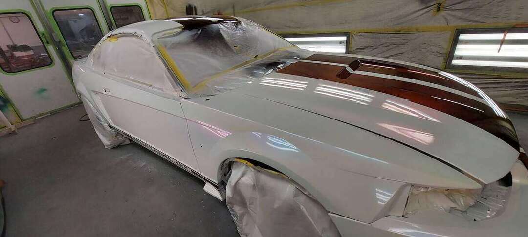 Mustang center stripes aligned from hood to roof and bumper
